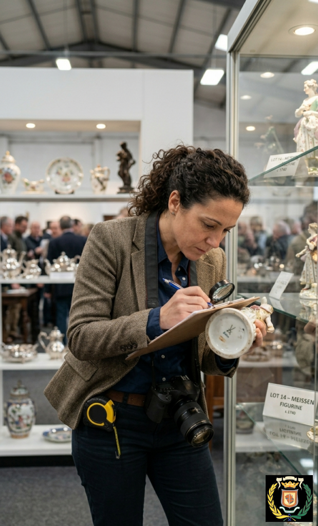 Perito Bienes Muebles revisando figuras de un valor cuestionable.
