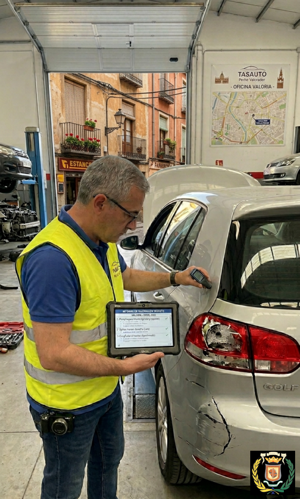 Perito Valoración de Automóviles e Identificación de Daños realizando sus labores