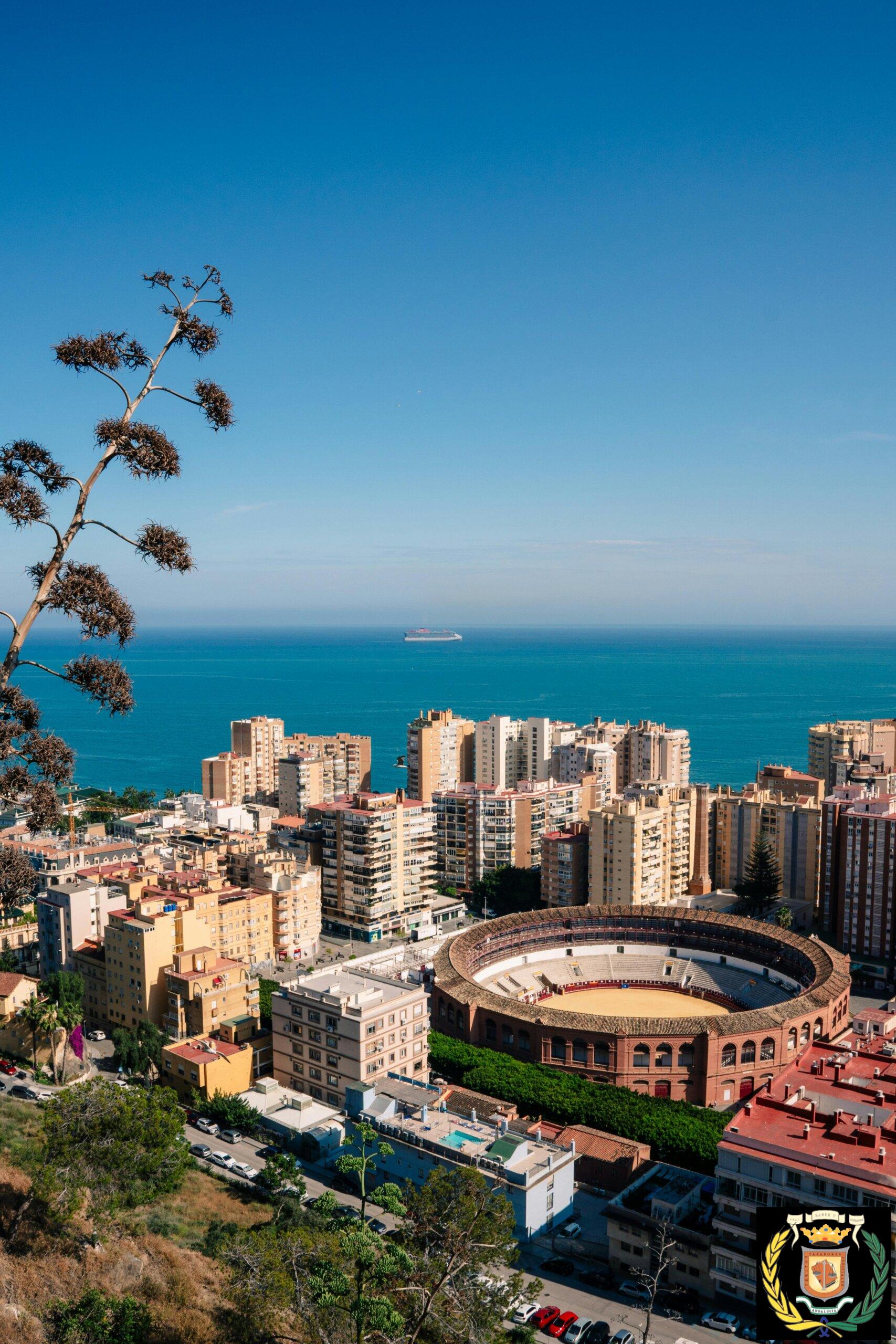 Explore Málaga's iconic bullring and coast from a breathtaking vantage point.